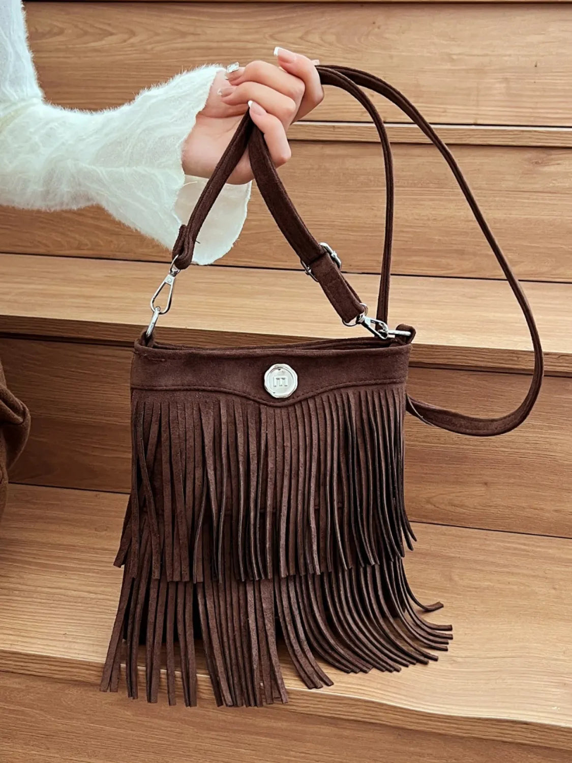 Fringe Adjustable Strap Crossbody  Bag